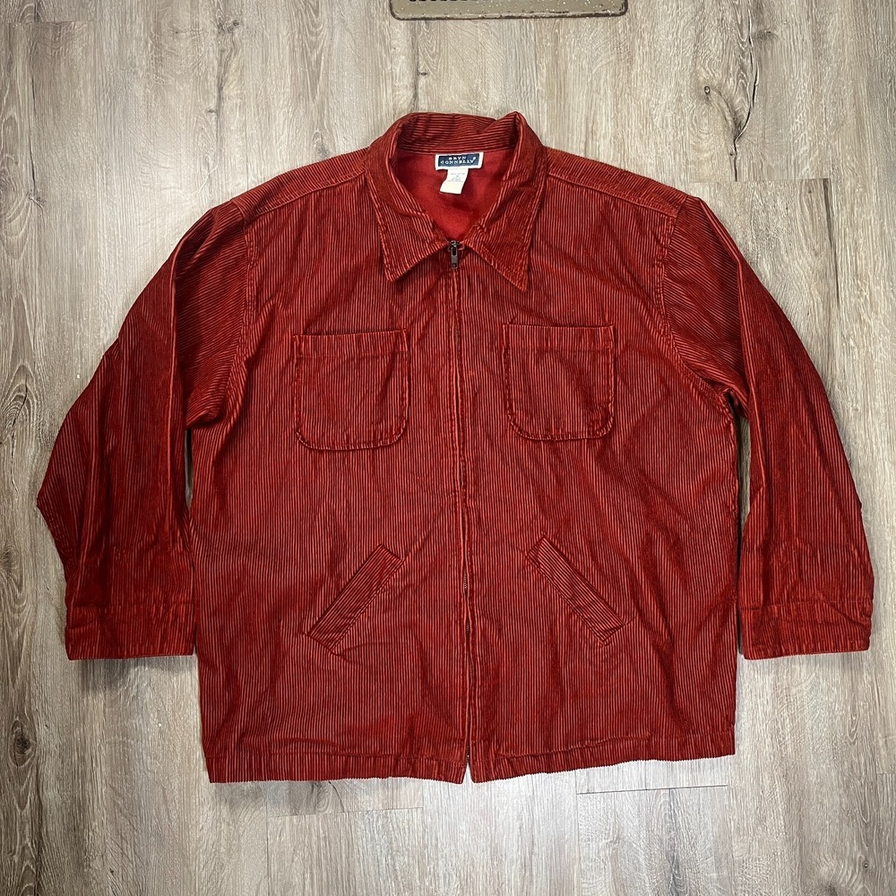 Bryn Connelly Women's Corduroy Jacket Size 16 Red Orange Chore Barn 100% Cotton